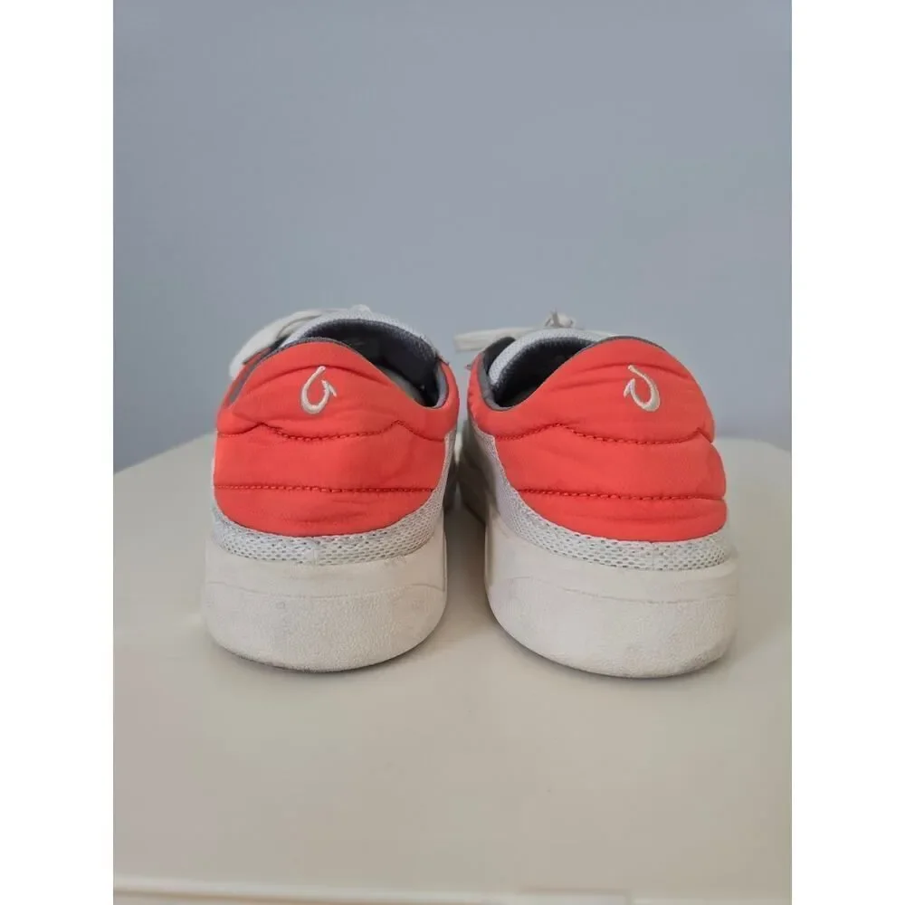 Olukai Mio Li Men’s Size 9.5 Neutral & Coral Sneakers Sude Mesh Comfort Travel